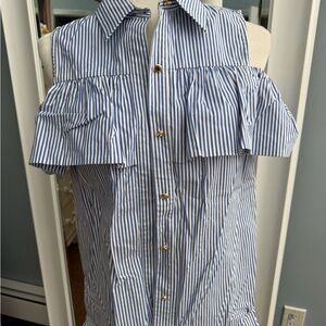 Michael Kors Navy and White Striped Top